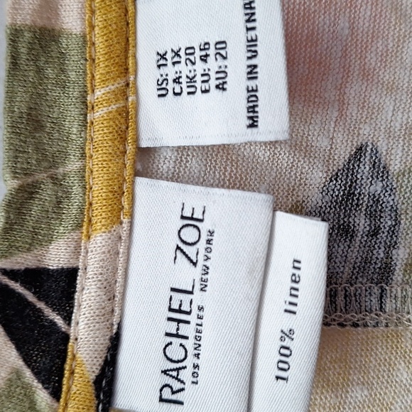 e Rachel Zoe Yellow and Pink Graphic 3/4 Sleeve Top 1X - Picture 2 of 3